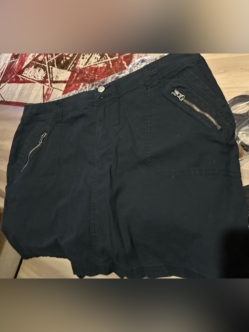 Lane Bryant Black Cargo Shorts with Zip Pockets